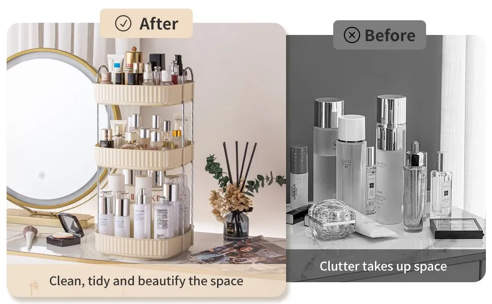 Save space - Spinning Counter Makeup Organizer
