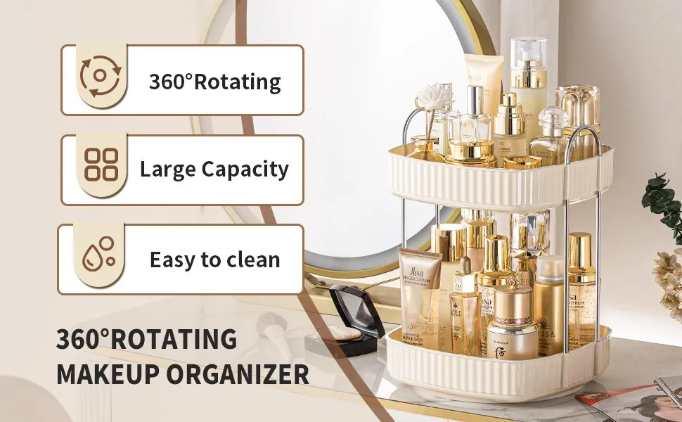 360° rotating Spinning Counter Makeup Organizer