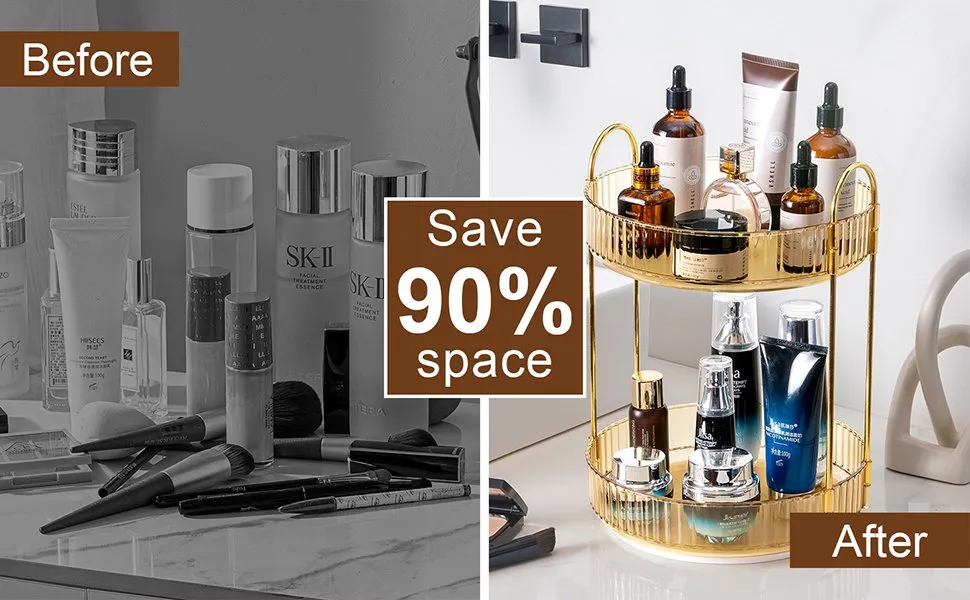 save 90% space Rotating Countertop Organizer Tray
