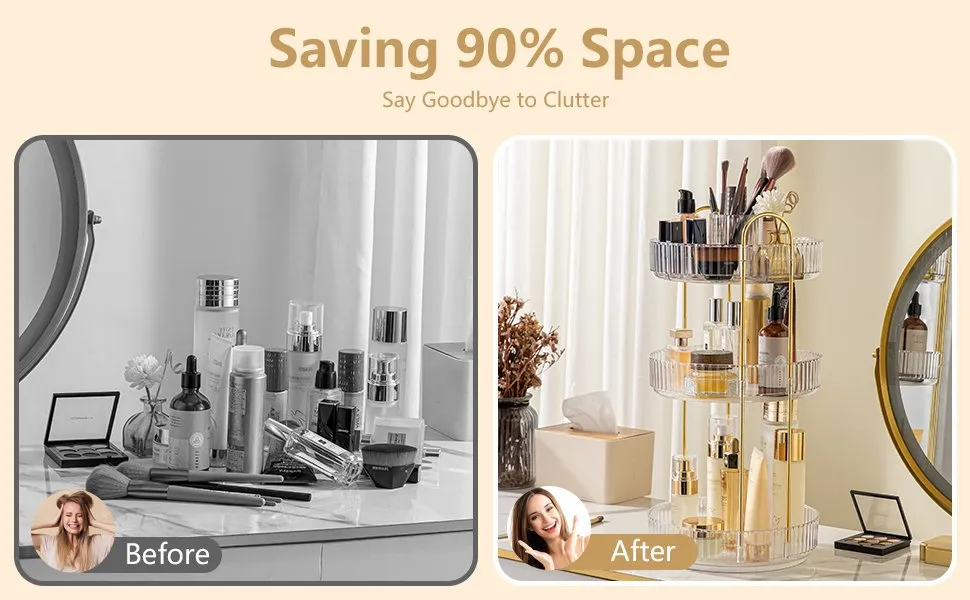 save 90% space -Rotating Makeup Counter Organizer