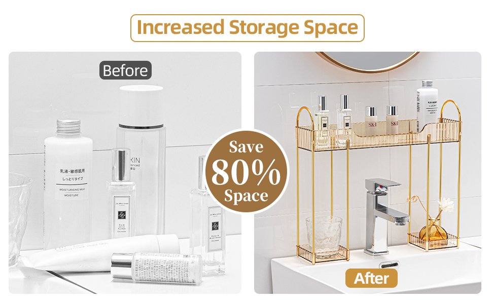 save 80% space-Bathroom Counter Organizer Over The Faucet