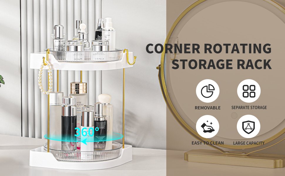 Large Capacity Rotating Makeup Counter Organizer