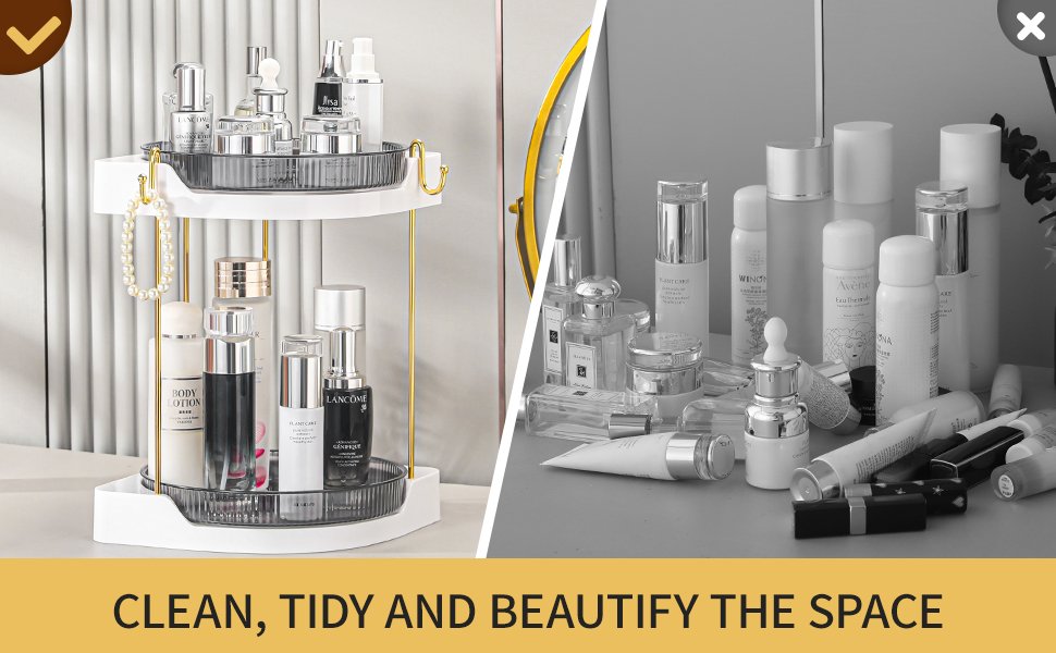 save space-Large Capacity Rotating Makeup Counter Organizer