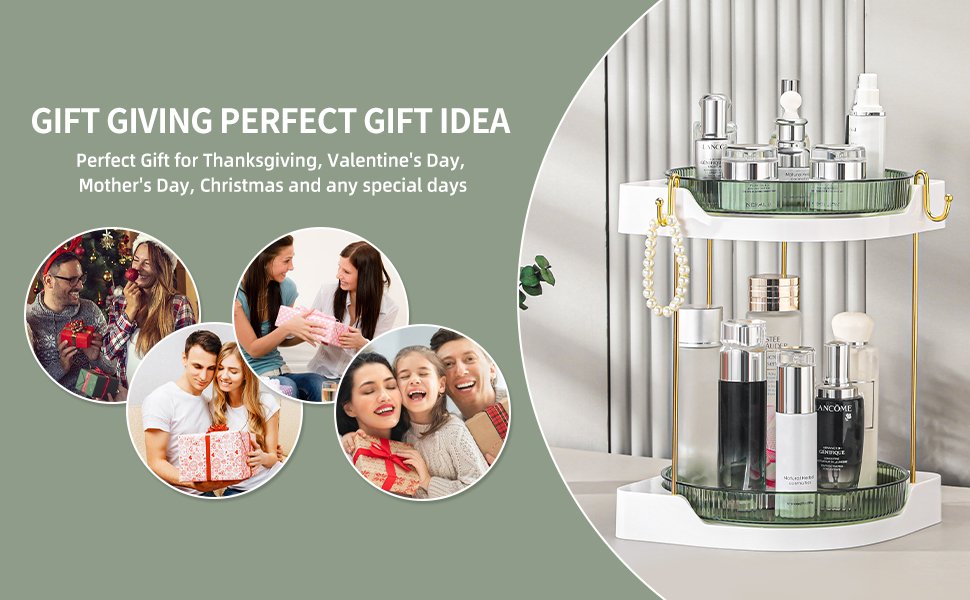 It's a great gift-Large Capacity Rotating Makeup Counter Organizer