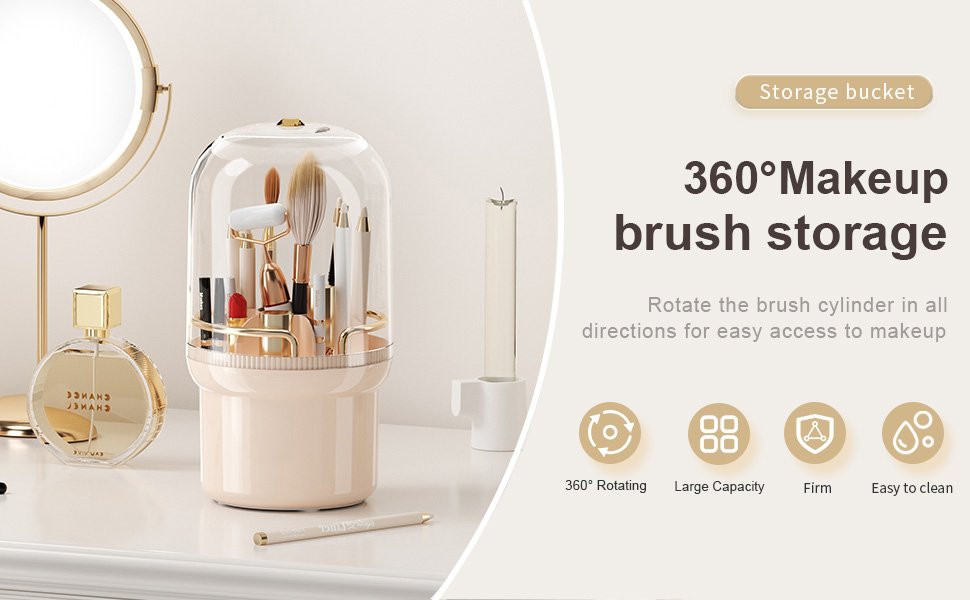 360° Makeup Brush Holder with Lid