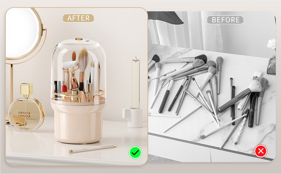 save space-Makeup Brush Holder with Lid