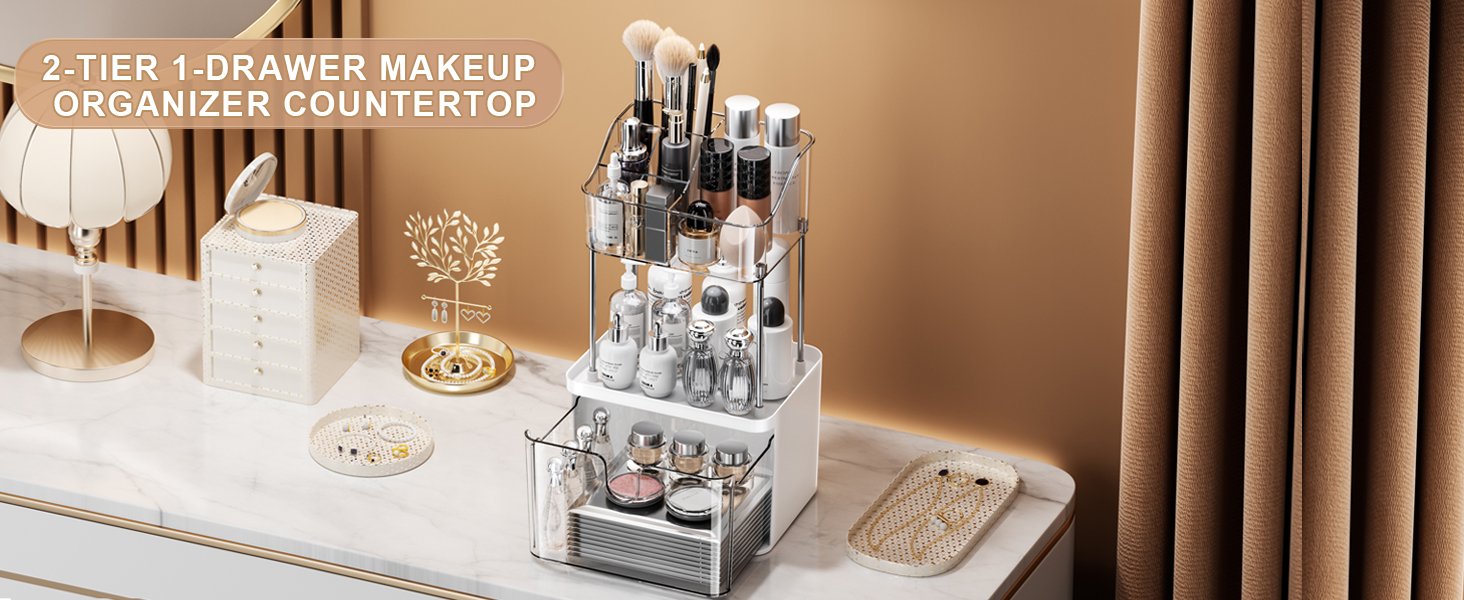 Multi-Purpose Makeup Storage Rack for Vanity
