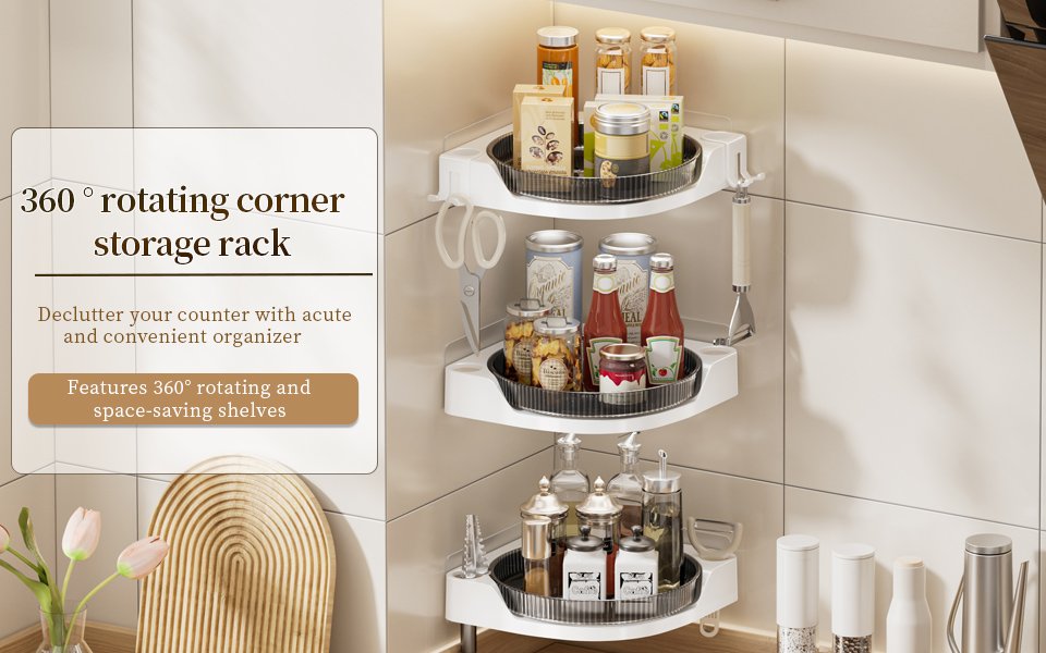 360° rotating corner storage rack