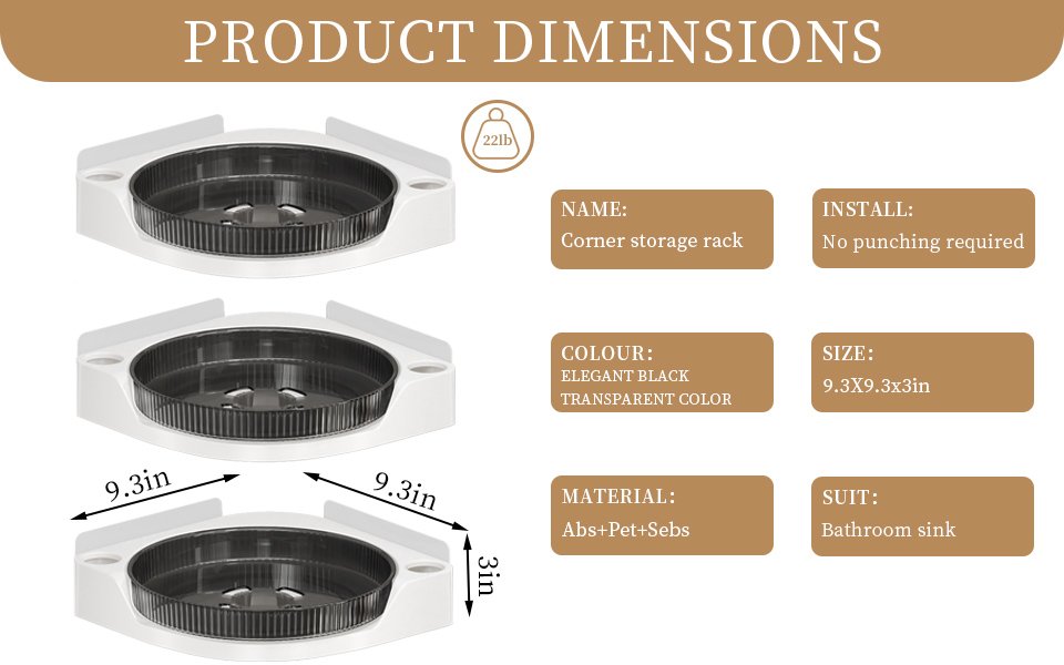 product dimensions-Rotation Shower Organizer 