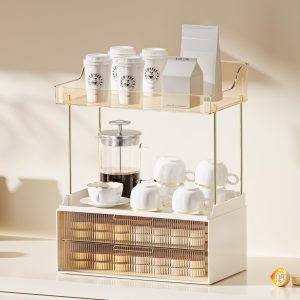 countertop storage organizer with two drawers