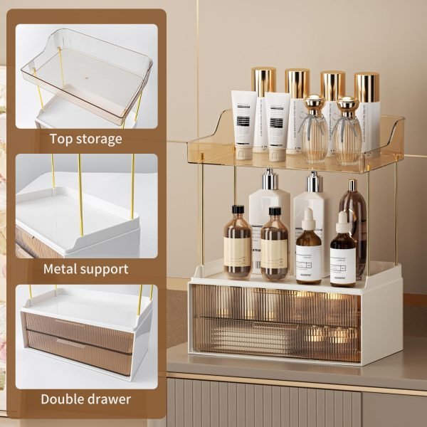 countertop storage organizer with two drawers