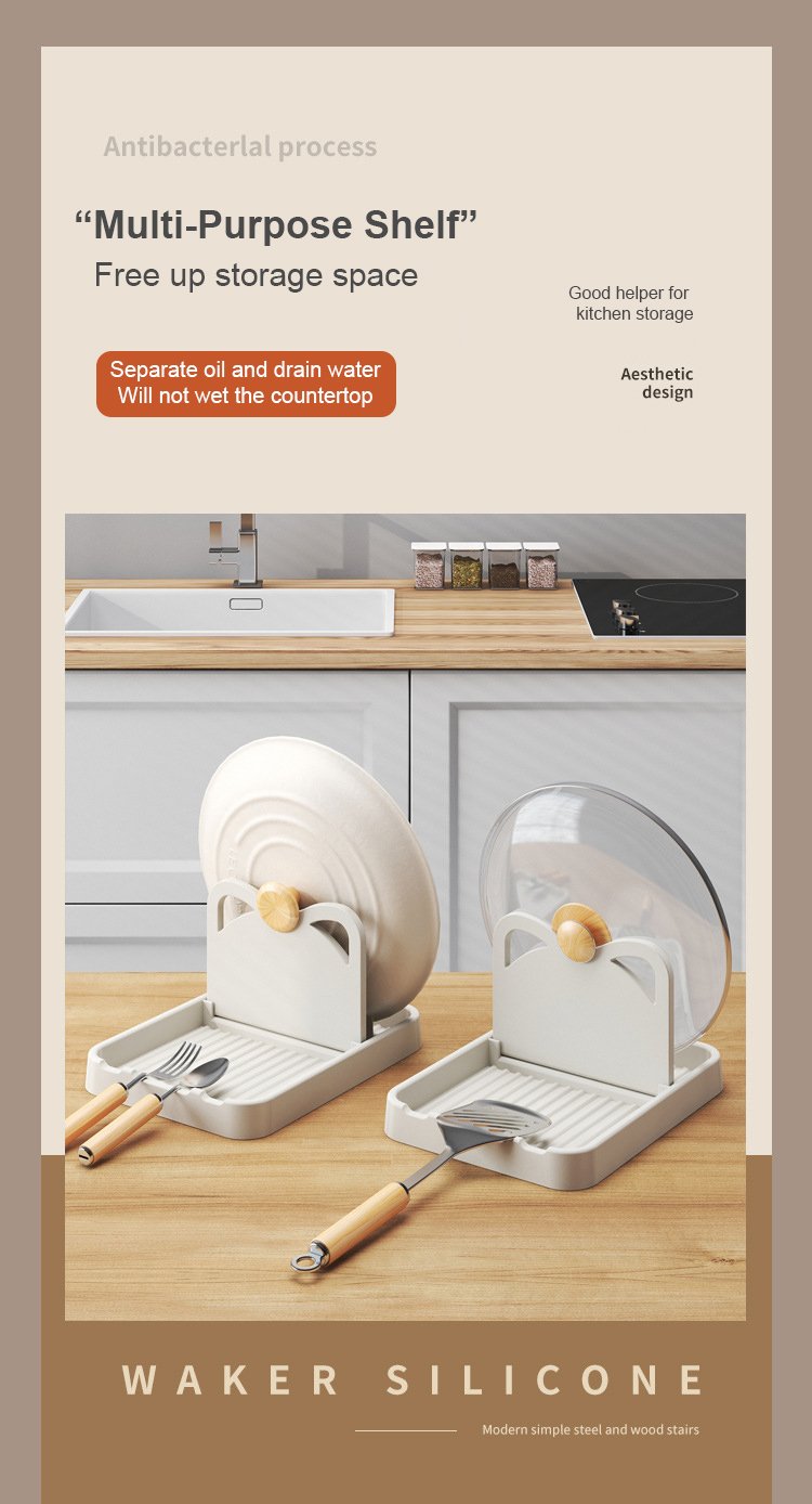 Kitchen household pot lid rack countertop