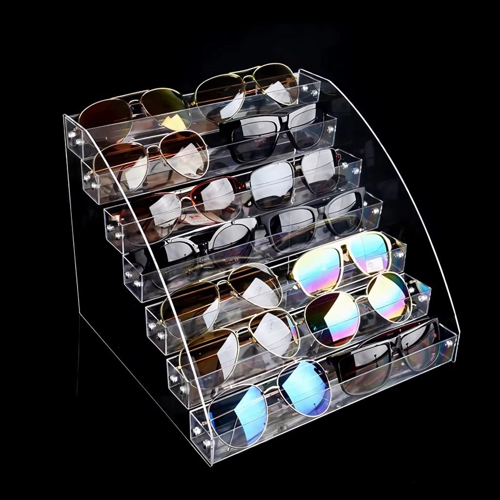 Transparent sunglasses display rack 