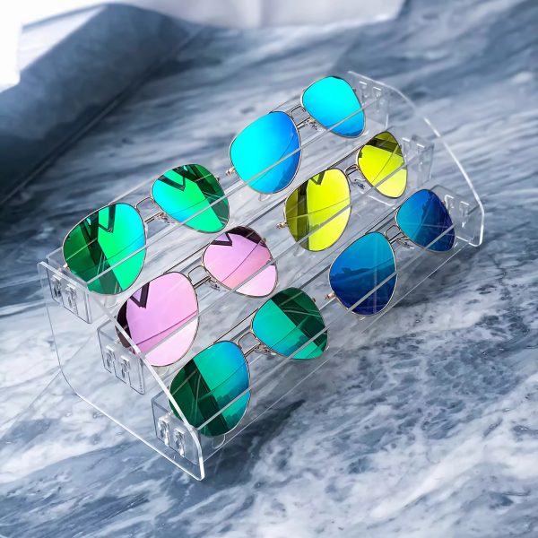 Transparent sunglasses display rack