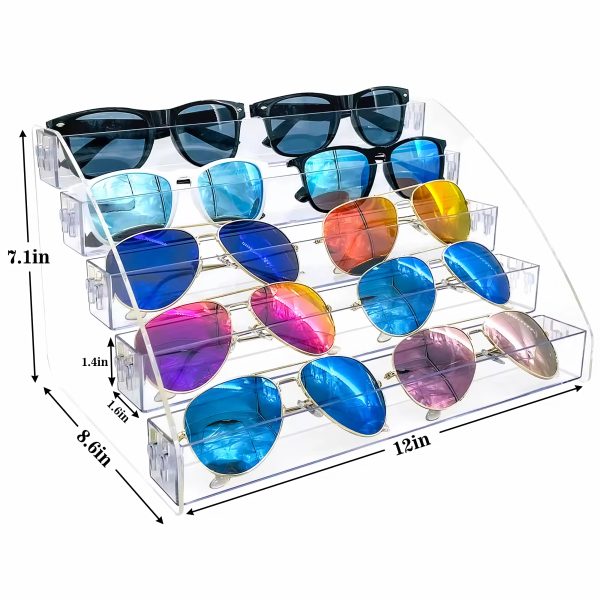 Transparent sunglasses display rack